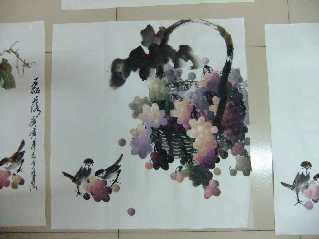 不起毛的宣纸 画家朱东画葡萄专用宣纸 毛笔一套7支120元另算