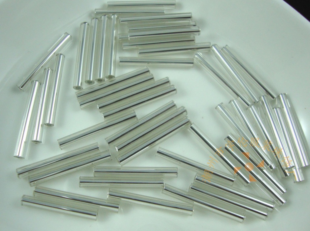 银色玻璃长管 灌银玻璃管珠 手切管珠 2公分长管