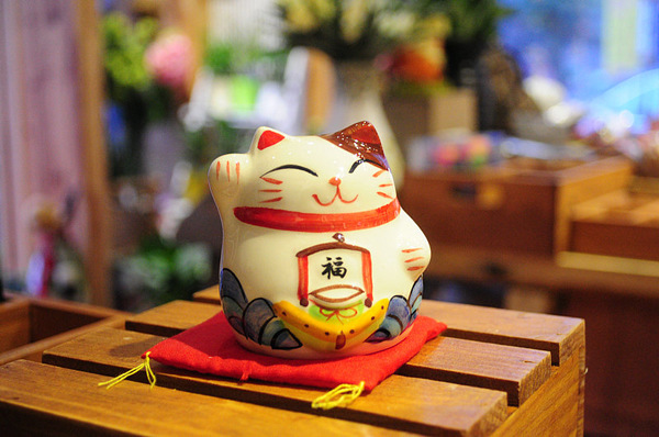 zakka杂货 日系招财猫储钱罐 陶瓷摆件 车饰 礼品187-191 骨瓷 高7cm