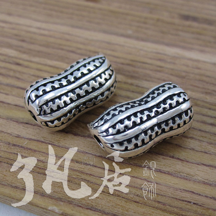 s925纯银泰银配件花生串珠配件diy手链银饰配件