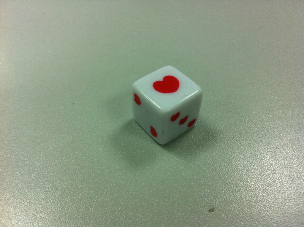 16mm方角丝印心形骰子创意点数骰子心形替代点数创新玩具色子筛子