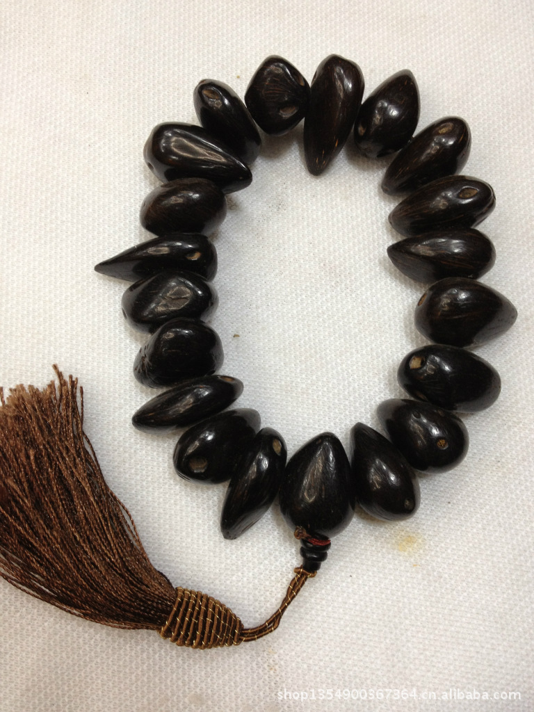 【爆】天然三眼金猪菩提子佛珠手链 金猪菩提提珠手串 木质工艺品