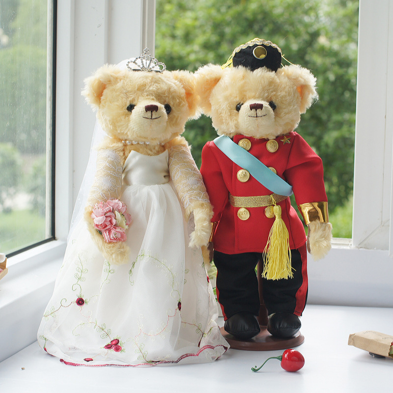 gx610 小红花 五关节熊 情侣熊 婚纱熊 婚车熊 35cm一对 厂家批发
