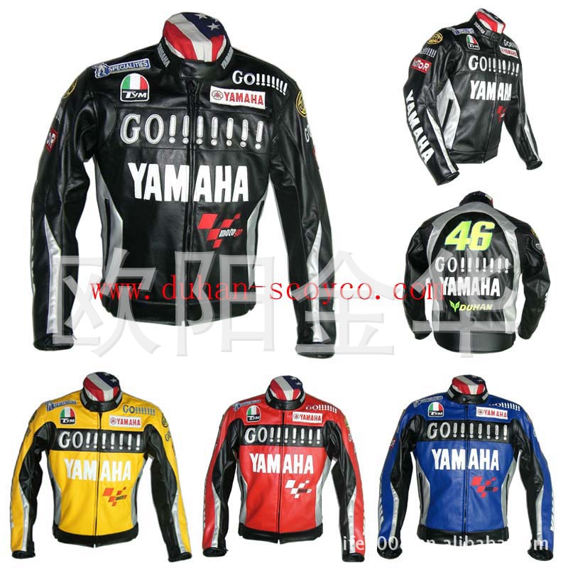 yamaha46puleatherjacket雅马哈红色pu摩托车赛车服骑行服
