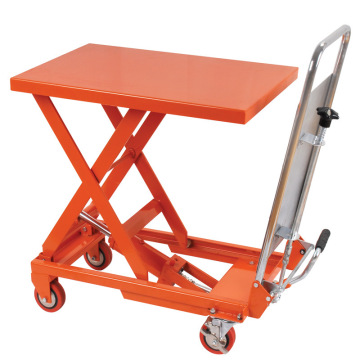 供应轻型移动物流台车 扁钢手动小型升降液压平台车批发
