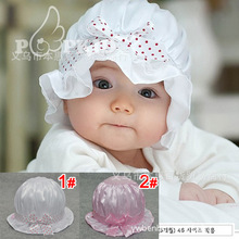 儿童帽子 可爱 缎面圆点公主帽 婴幼儿盆帽(2色)_MZ0906