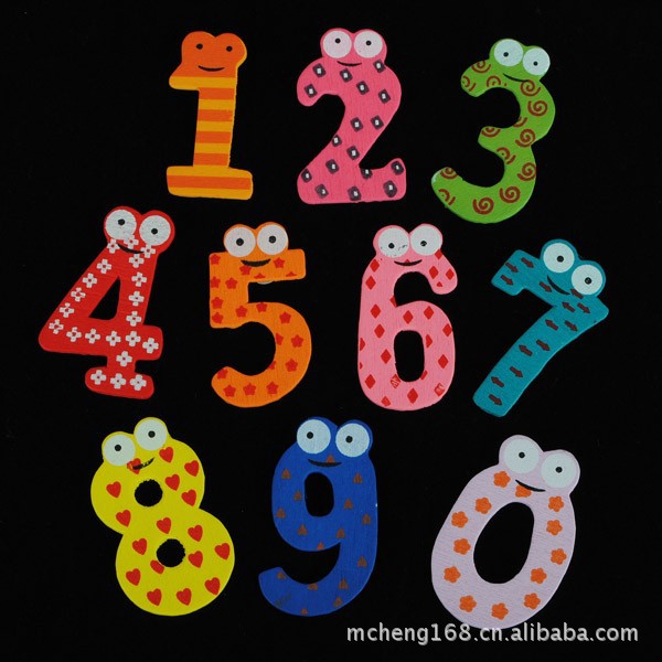 小号薄款数字冰箱贴 卡通贴 木质冰箱贴