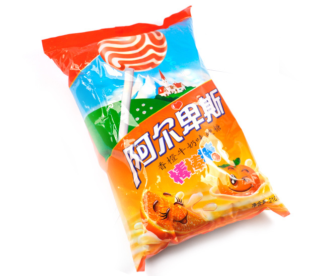 新货 香橙味阿尔卑斯棒棒糖批发 200g