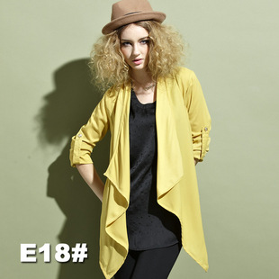 【特价】2012 爆款女装 百搭无扣不规则领 大码修身外套 女e18