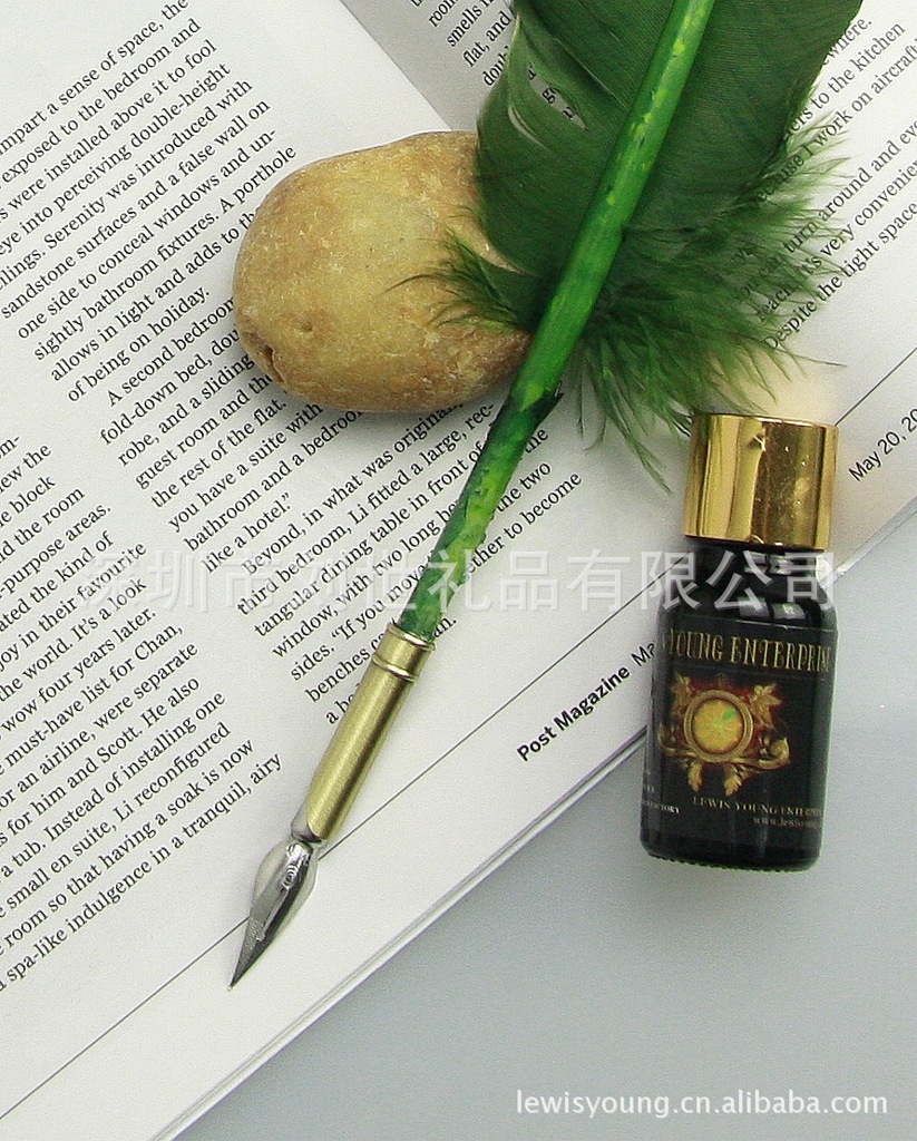 商务礼品颁奖记念品复古蘸水笔火鸡羽毛笔