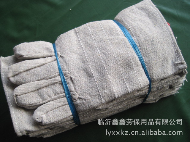 帆布手套 批发厂家直销劳保手套帆布双层半衬5道线布手套工业防护