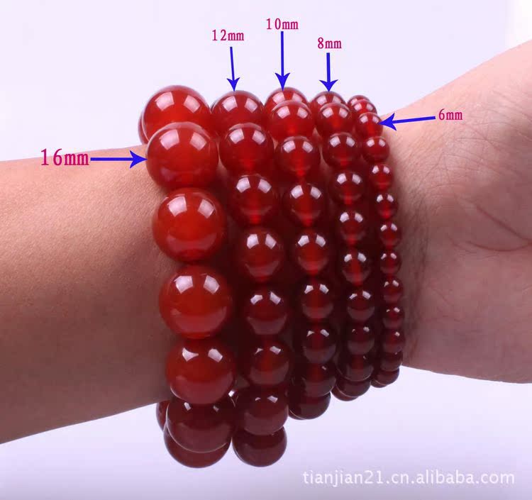 墨可爱水晶红玛瑙六字箴言圆珠手链天然水晶手链 8mm
