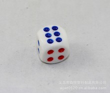 源头工厂塑料圆角11MM白底红蓝点骰子