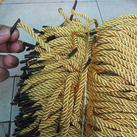 厂家直销 现货36cm金色三股丝光扭绳 黄色月饼盒金黄色手挽绳