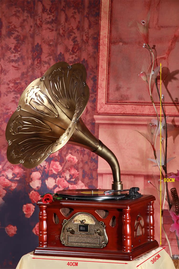 型号:kyd103c 古典留声机,大喇叭留声机,铜喇叭留声机