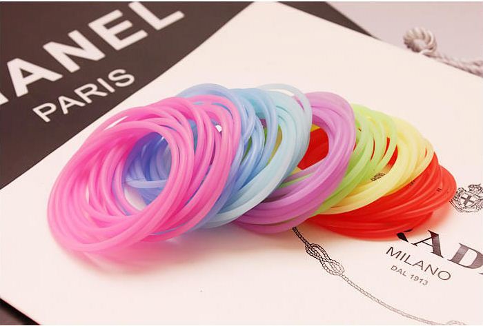 Foreign Trade Korean Super Hot Bracelet Fluorescent Silicone Bracelet Hair Accessories AliExpress Luminous Hair Accessories Hair Ring Hair Rope