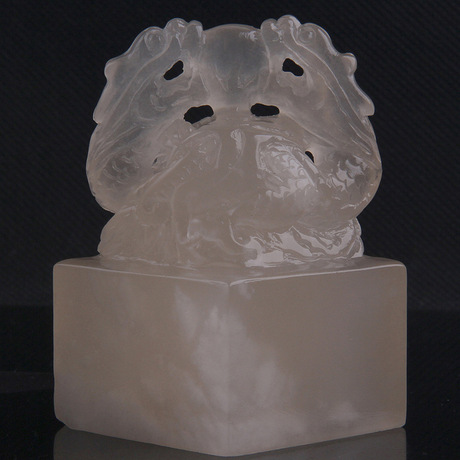 昆仑冻石印章 荔枝冻印章 6厘米双龙戏珠印章工艺品收藏工厂直销