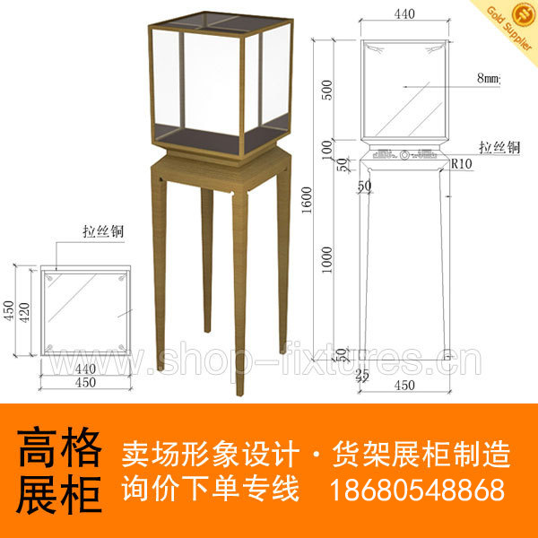 热销经典款仿古电镀珠宝展示柜_广州珠宝展柜厂家直销