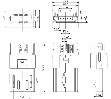 micro usb 5p公头 micro usb 5p母座smt usb插座母座 usb连接器