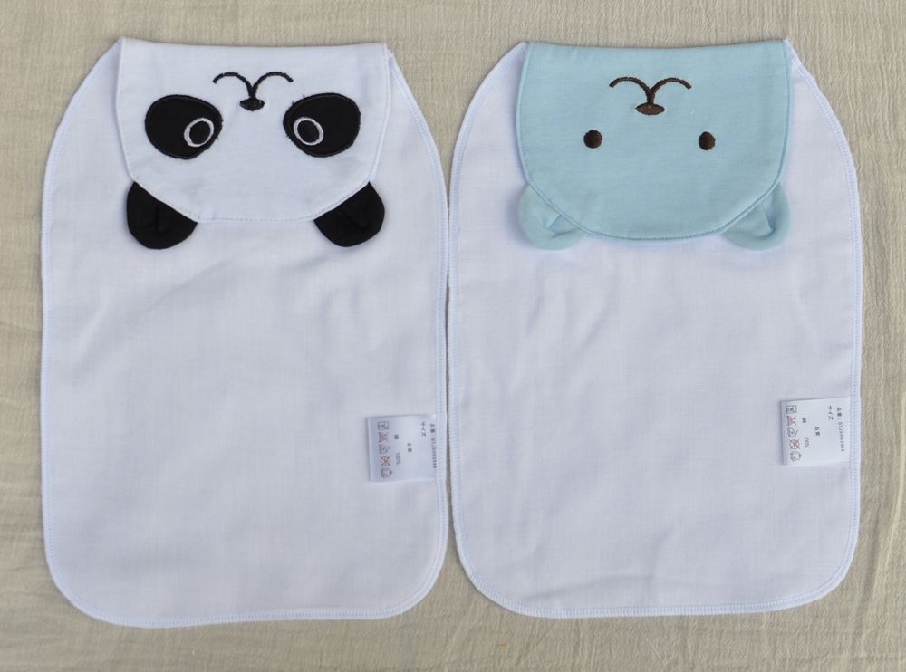 新生儿吸汗巾宝宝隔汗巾儿童纯棉纱布婴儿全棉加大垫背巾4层绣花