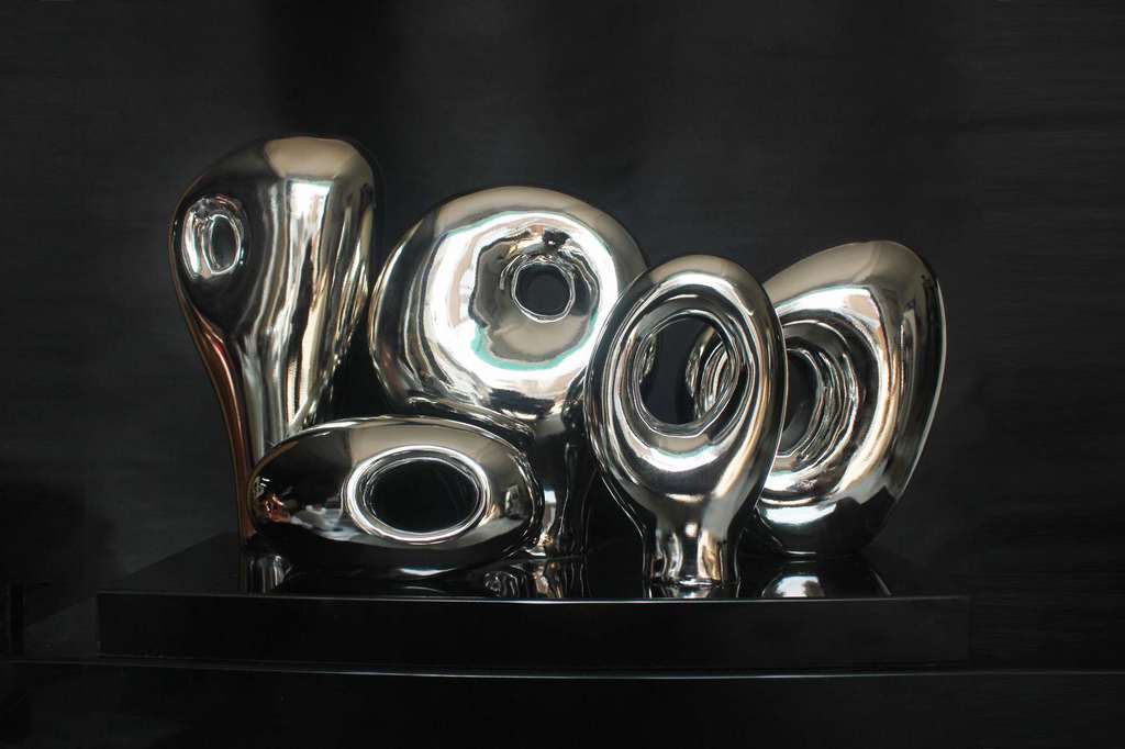 现代抽象艺术雕塑/树脂电镀雕塑/酒店会所样板房雕塑/群芳争妍2