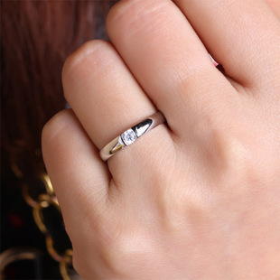 正品s925纯银镀白金戒指 镶钻戒 结婚戒指女 求婚表白送女友
