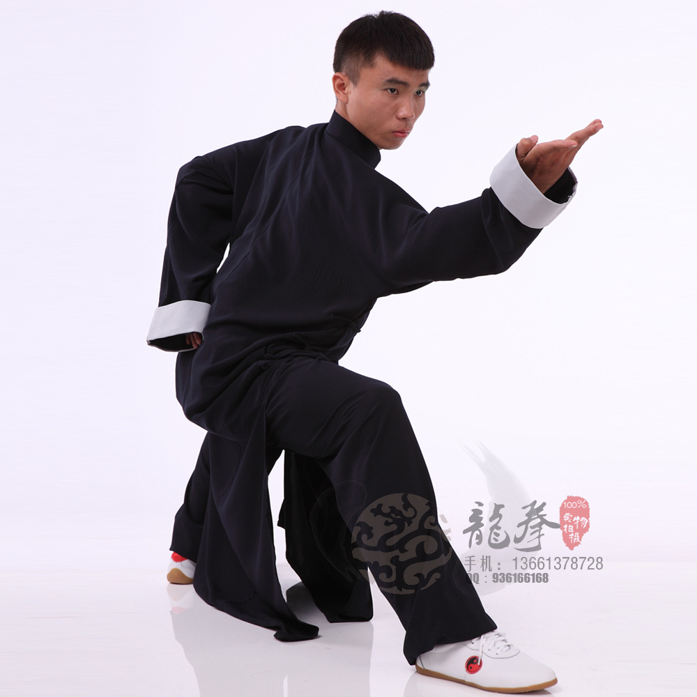 龙拳太极服定做表演服男子长袍大褂武术服长款少林款许文强款