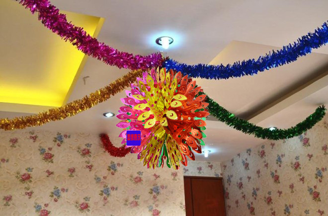 超低价批发彩色亮光纸加厚喜字拉花 喜庆婚房装饰布置物美价廉