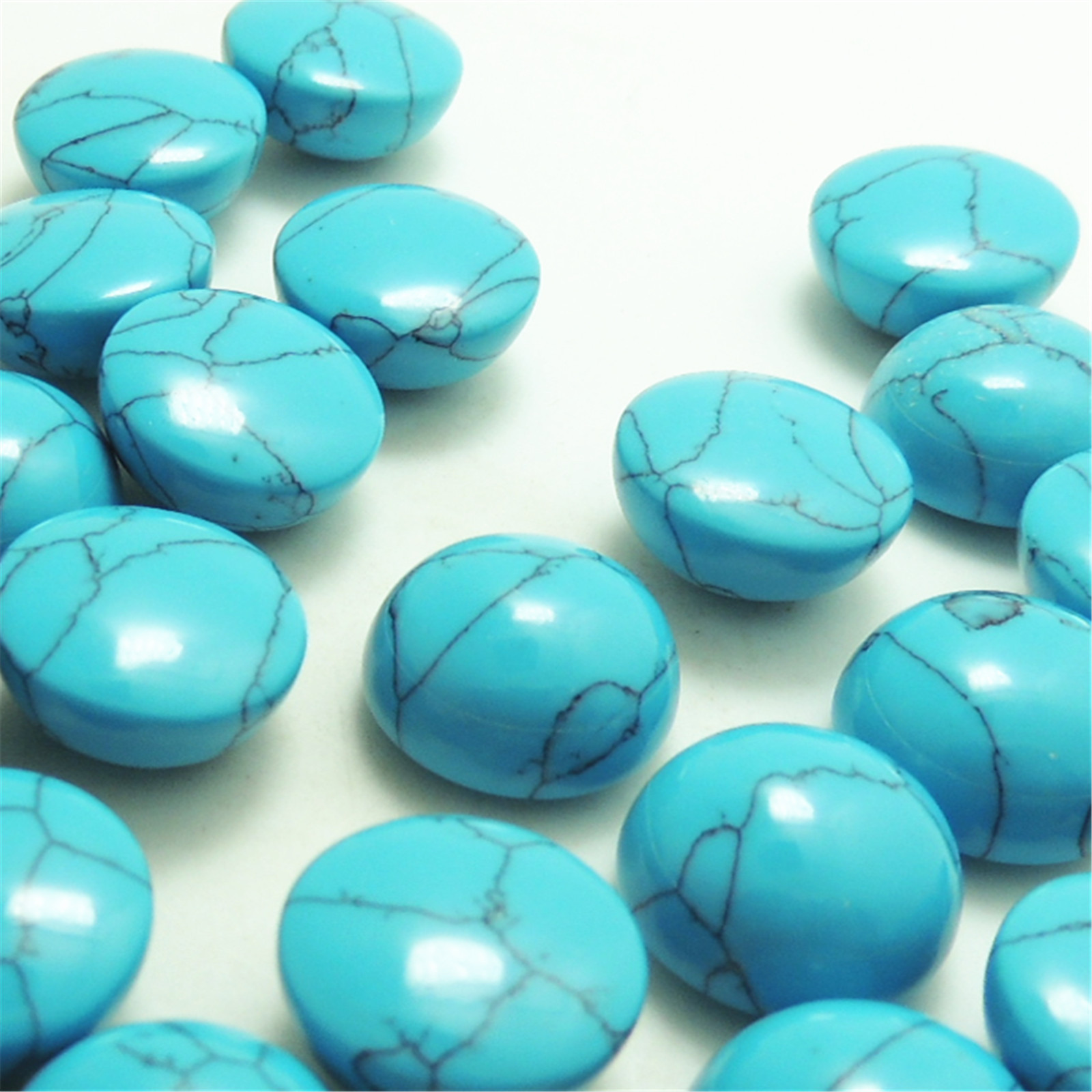 合成土耳其石头人造绿松石线纹松圆形二八底吊坠diy饰品