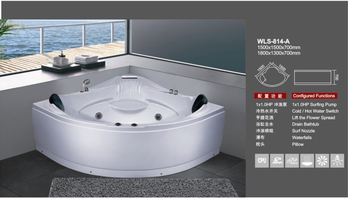 东尼斯814a亚克力浴缸 双人浴缸 冷热水按摩浴缸