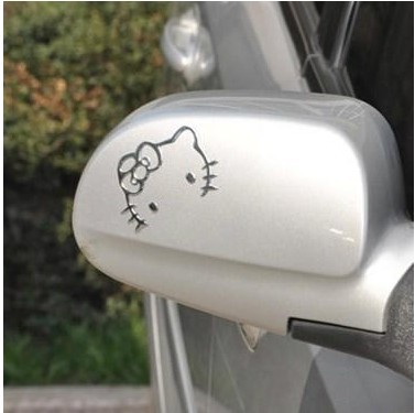 Cross-Border PVC Flexible Glue Hello Kitty Bumper Stickers Cartoon Car Stickers Rearview Mirror Reflective Bumper Stickers Car Supplies Wholesale