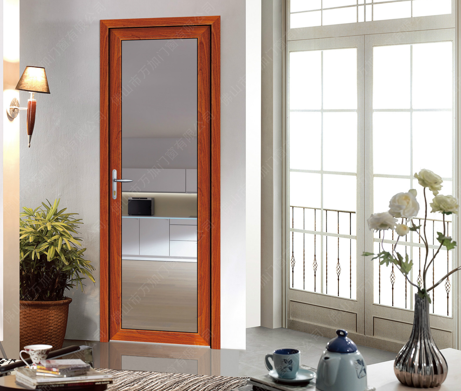 【佛山地区】铝合金室内平开门 仿木铝合金门 套装门 出口品质