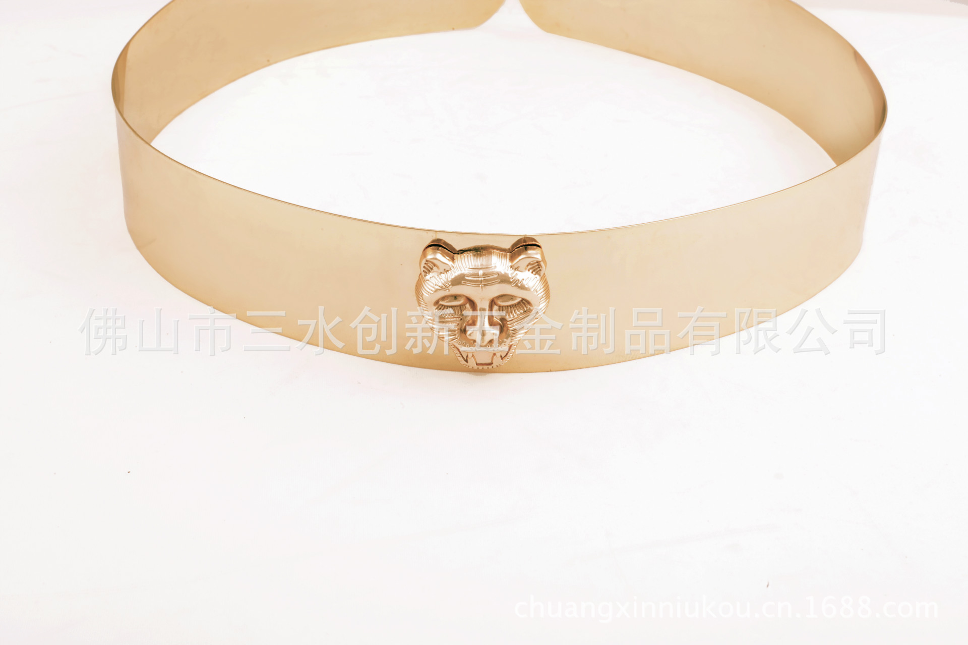 老虎头图案金属亮片装饰腰带