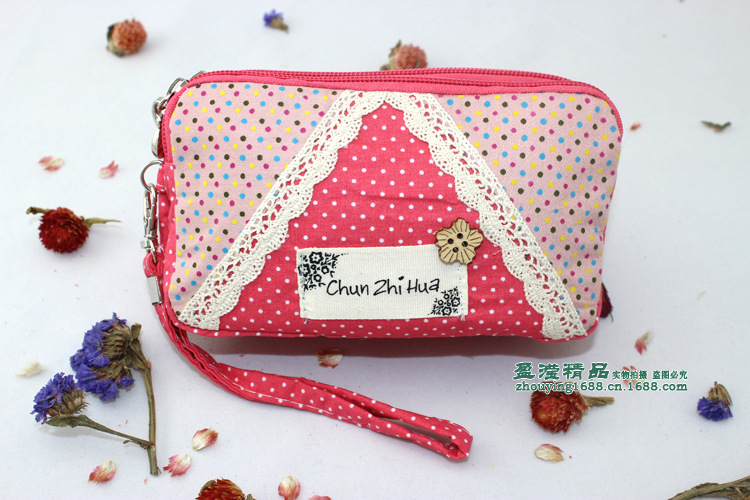 新式韩多功能棉麻布艺手碗手机包 零钱包