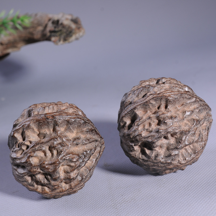 越南沉香木核桃键身球 木质古玩手把件 益脑礼品摆饰木雕工艺品