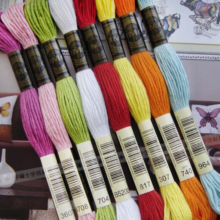 批发新疆阿克苏长绒棉十字绣绣线 纯棉单支绣线 绣花线彩色刺绣