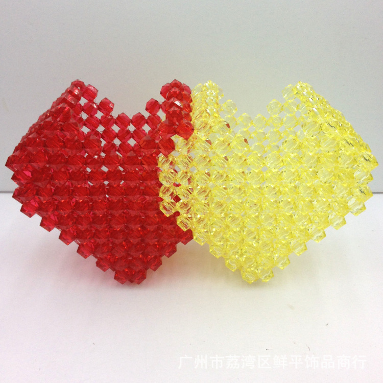 串珠摆件 手机摆件 水晶摆件【心心相连】串珠双心笔筒