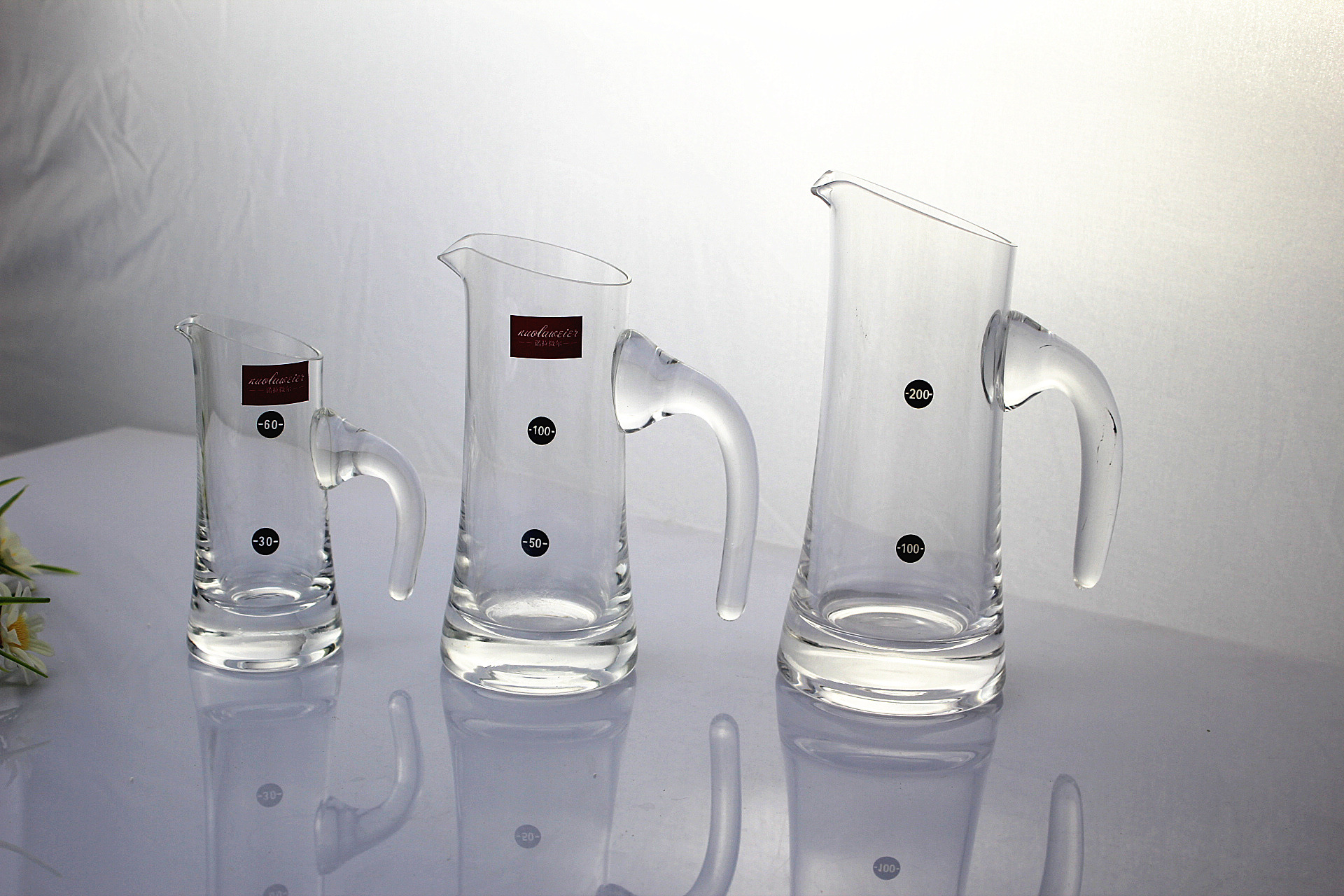 玻璃分酒器水晶调酒器壶刻度壶带把分酒器倒酒器白酒分酒器