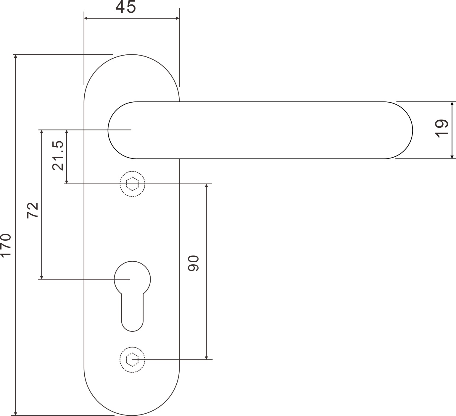 不锈钢304把手/连体170面板把手/u型双弯把手/防火门锁拉手
