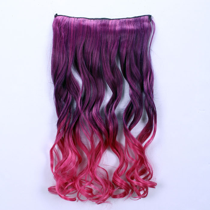 化纤卡子发 假发卷发 一片式假发五卡接发发片 高温丝 彩色假发