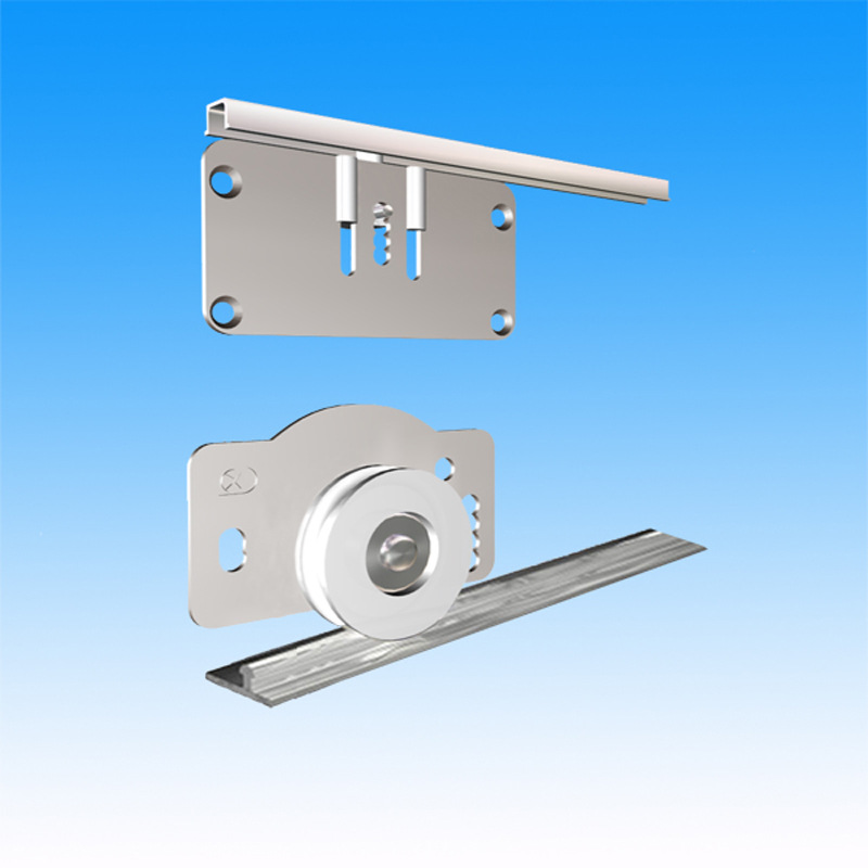 家具移门轨道 柜门导轨 平趟门轨道滑轮 r50型侧装地轮上下轨套装