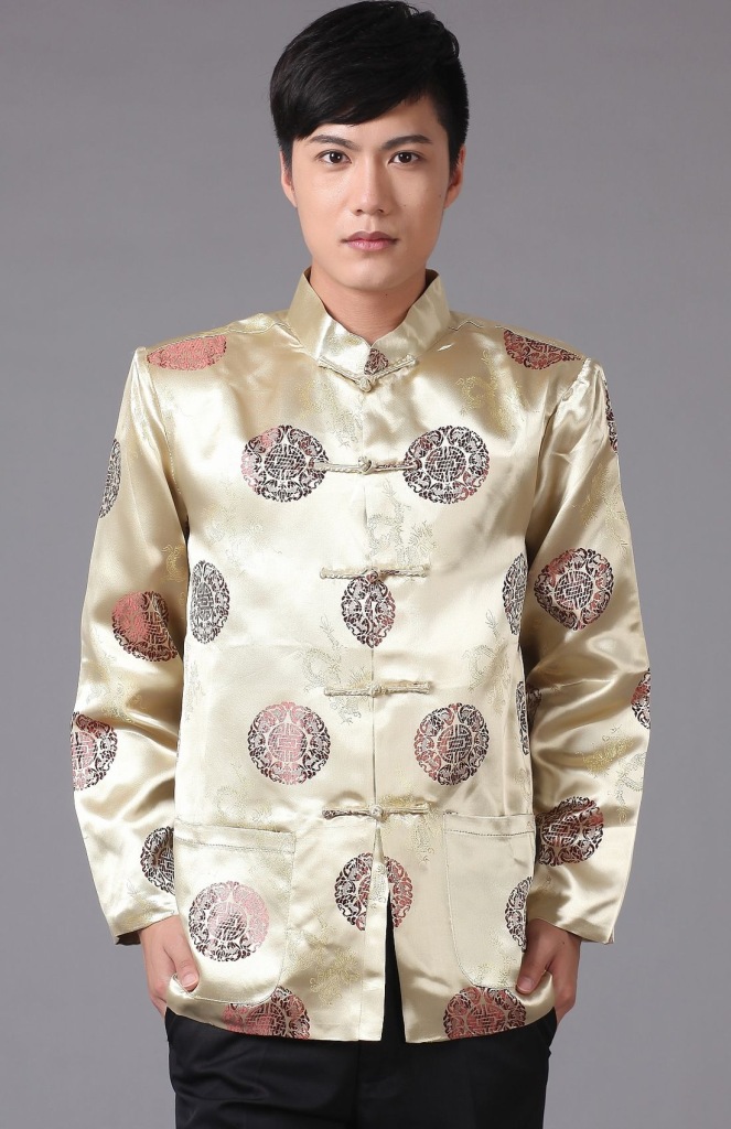 男士唐装上衣长袖冬装春秋装喜庆生日装中式唐装新年年会演出服