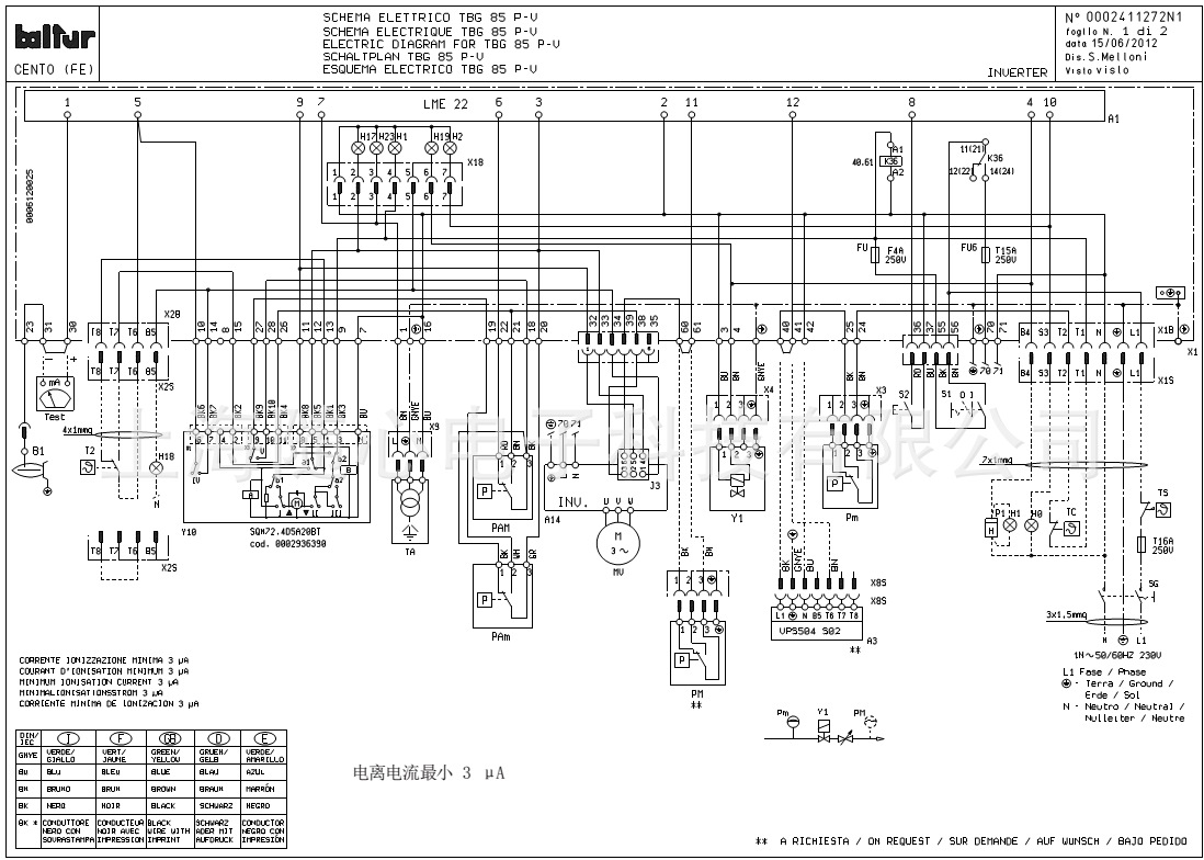 tbg85pv | 850kw双段火燃气燃烧器 baltur/百得 变频电机【停售】