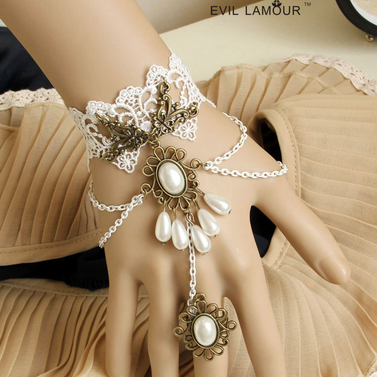 复古白色蕾丝手链新娘腕带腕饰饰品宫廷舞会外贸首饰  ws-69