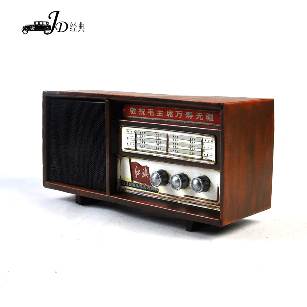 手工创意复古铁艺老式收音机模型 家居软装摆件 店面橱窗陈列装饰