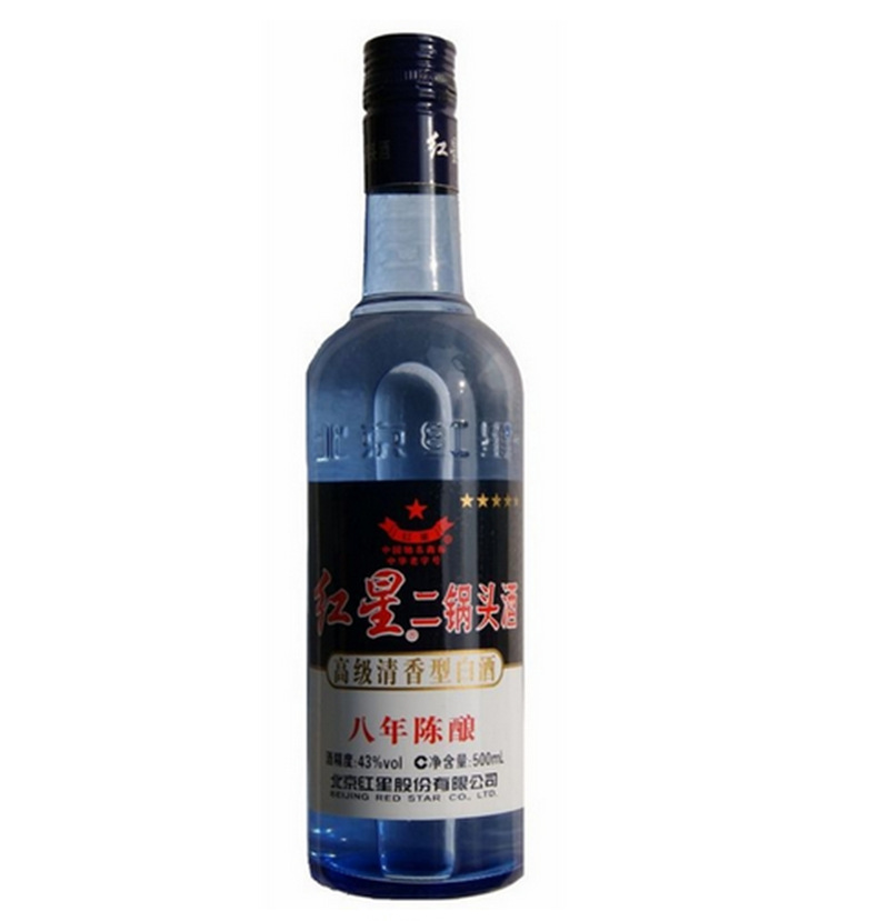红星二锅头白酒 43度红星蓝瓶二锅头250ml 红星八年陈.