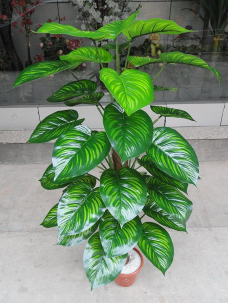 厂家批发 仿真植物树塑料室内装饰42叶包棕滴水观音仿真绿萝盆栽