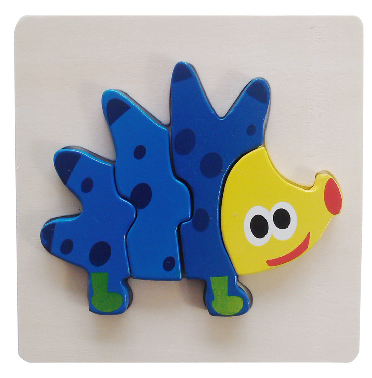 卡通小动物拼图 木制立体拼图 1-3岁幼儿童拼板早教益智玩具木质