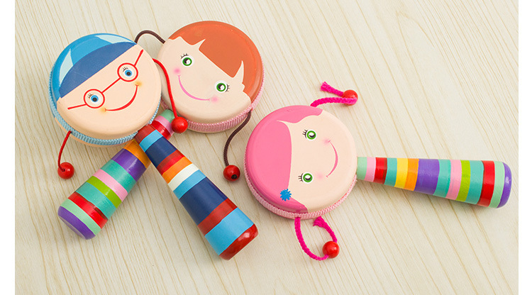 传统宝宝玩具 木制彩绘拨浪鼓 益智木质玩具