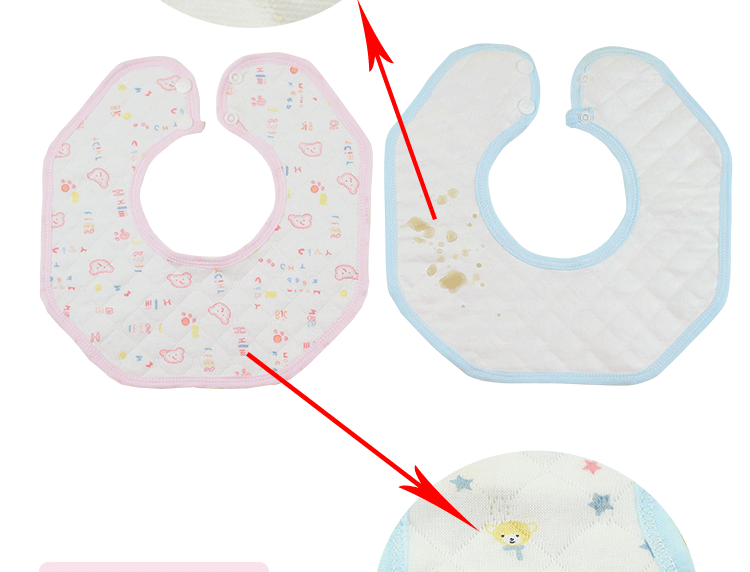 婴儿八角围嘴 宝宝纯棉口水巾 生态棉防水口水兜 可旋转圆形围兜